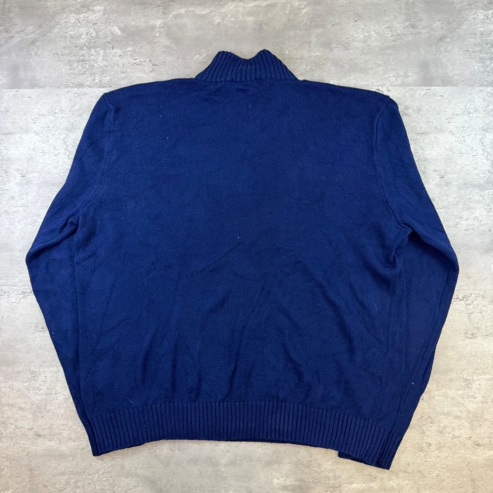 Polo Ralph Lauren Mens XL Navy Blue Cotton Quarter Zip Pullover Sweater